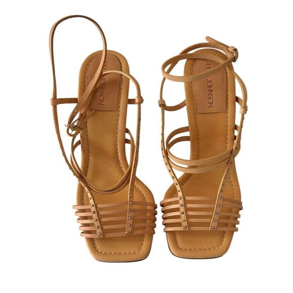 Chantal Cage High Heel Sandal - Wheat Studded Beige Leather  Ulla Johnson Chantal Cage High Heel Sandal Studded Beige Leather Sandals in Whit